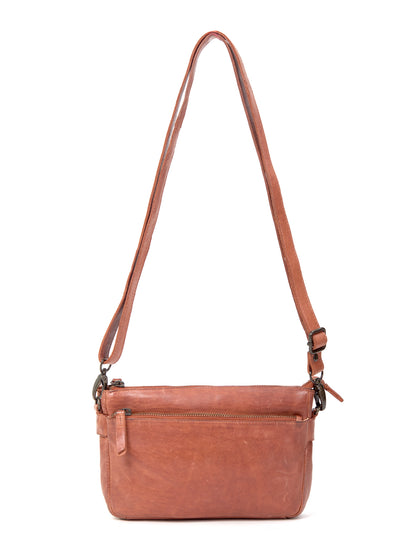 LOXTON MULTICOMPARTMENT LEATHER XBODY BAG- A-0017-TAN- NEW IN
