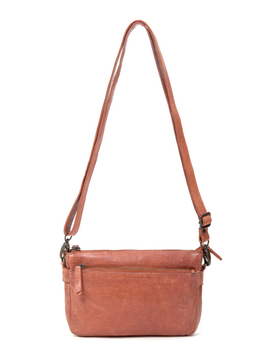 LOXTON MULTICOMPARTMENT LEATHER XBODY BAG- A-0017-TAN- NEW IN