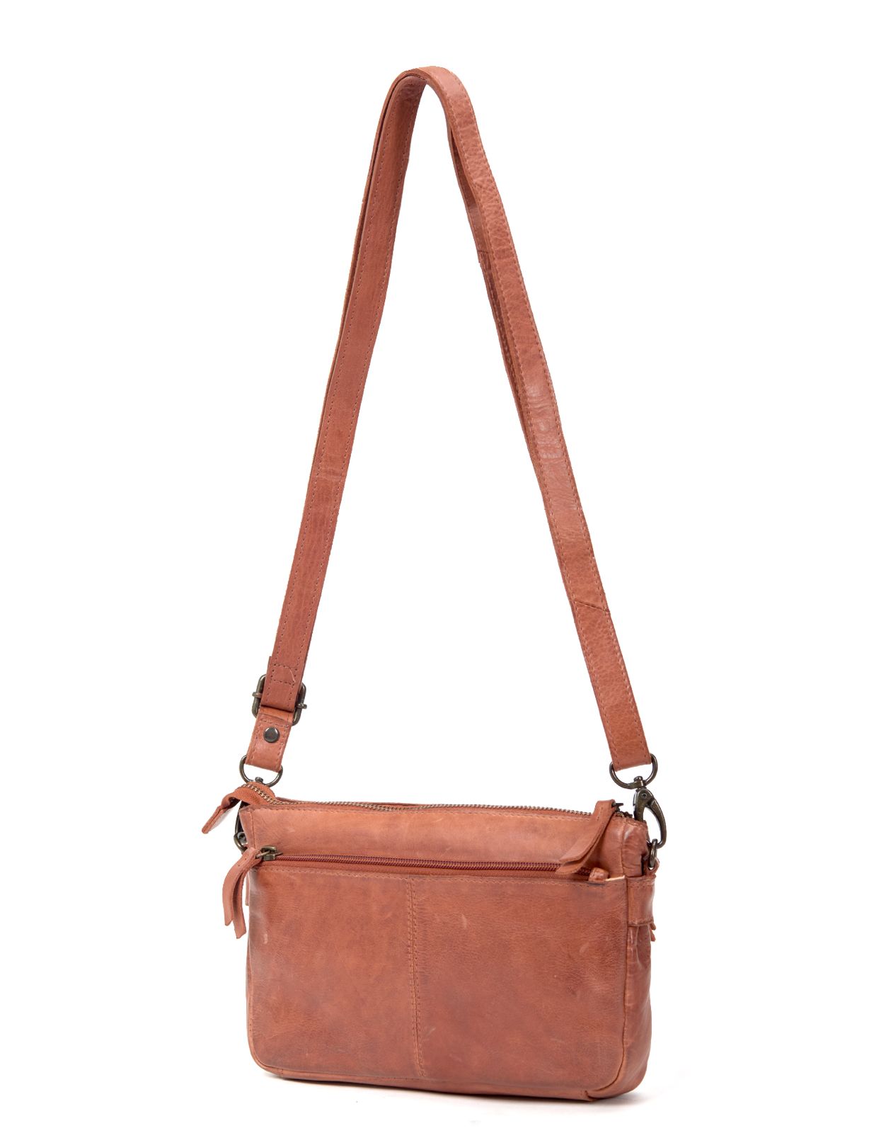 LOXTON MULTICOMPARTMENT LEATHER XBODY BAG- A-0017-TAN- NEW IN