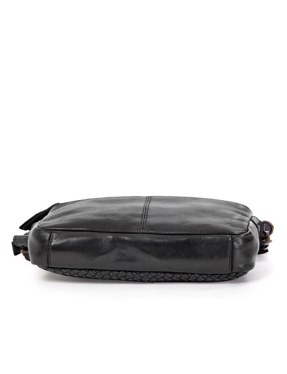 RENMARK WOVEN DETAIL LEATHER XBODY BAG- A-0018-BLK- NEW IN