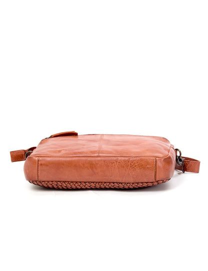 RENMARK WOVEN DETAIL LEATHER XBODY BAG- A-0018-TAN- NEW IN