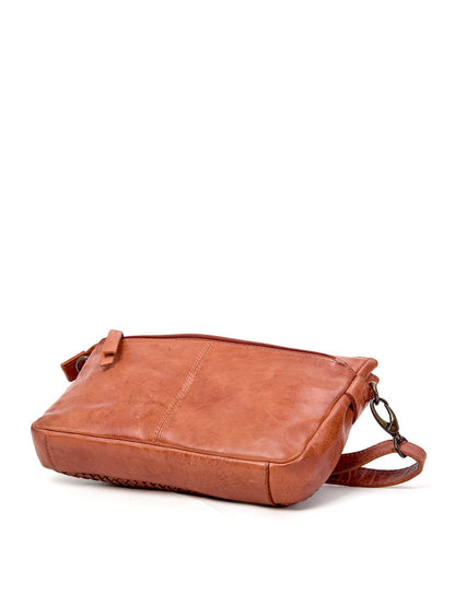RENMARK WOVEN DETAIL LEATHER XBODY BAG- A-0018-TAN- NEW IN
