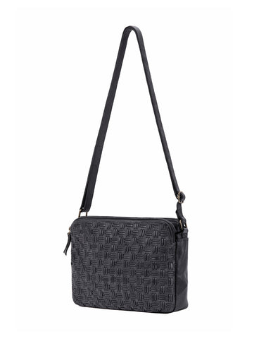 ALBANY MULTICOMPARTMENT LEATHER XBODY BAG- A-0019-BLK- NEW IN