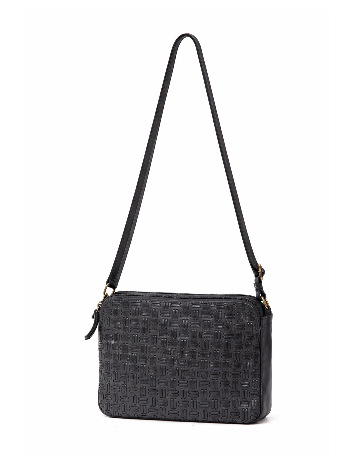 ALBANY MULTICOMPARTMENT LEATHER XBODY BAG- A-0019-BLK- NEW IN