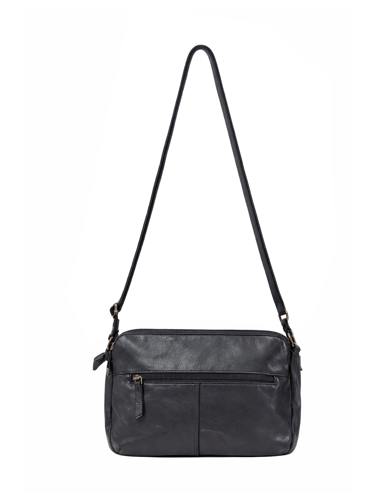 ALBANY MULTICOMPARTMENT LEATHER XBODY BAG- A-0019-BLK- NEW IN