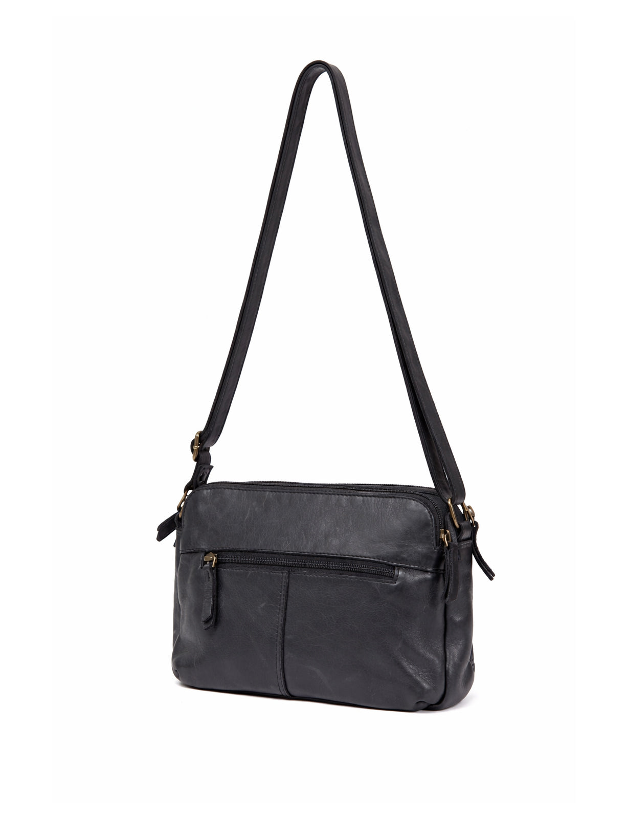 ALBANY MULTICOMPARTMENT LEATHER XBODY BAG- A-0019-BLK- NEW IN