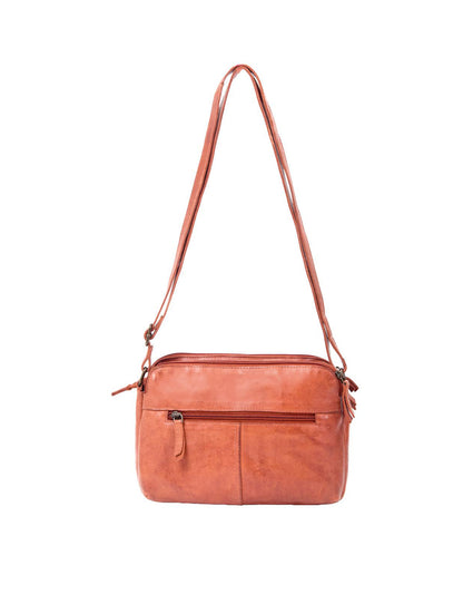 ALBANY MULTICOMPARTMENT LEATHER XBODY BAG- A-0019-TAN- NEW IN