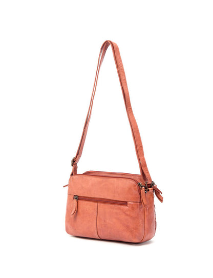 ALBANY MULTICOMPARTMENT LEATHER XBODY BAG- A-0019-TAN- NEW IN