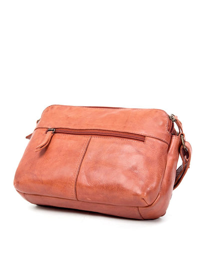 ALBANY MULTICOMPARTMENT LEATHER XBODY BAG- A-0019-TAN- NEW IN