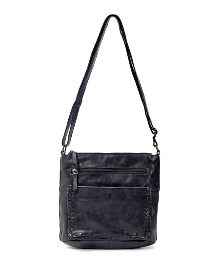 TAMBORINE MULTICOMPARTMENT LEATHER XBODY BAG- A-0020-BLK- NEW IN