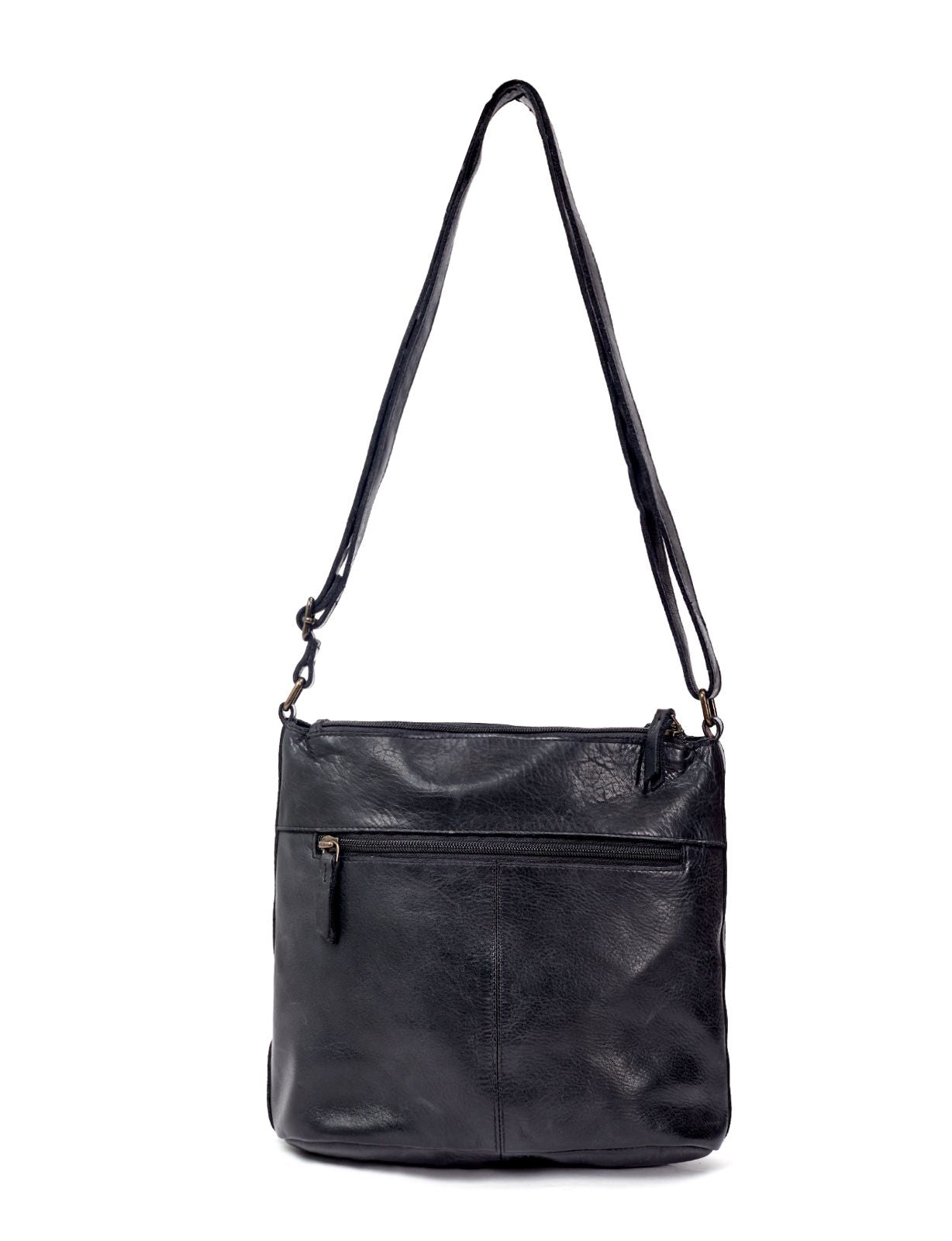 TAMBORINE MULTICOMPARTMENT LEATHER XBODY BAG- A-0020-BLK- NEW IN
