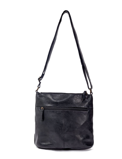 TAMBORINE MULTICOMPARTMENT LEATHER XBODY BAG- A-0020-BLK- NEW IN
