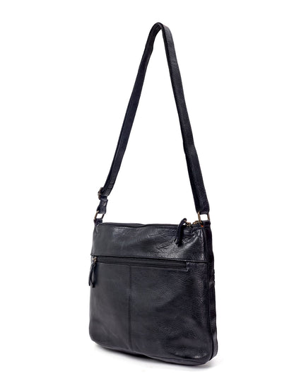 TAMBORINE MULTICOMPARTMENT LEATHER XBODY BAG- A-0020-BLK- NEW IN