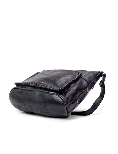 TAMBORINE MULTICOMPARTMENT LEATHER XBODY BAG- A-0020-BLK- NEW IN