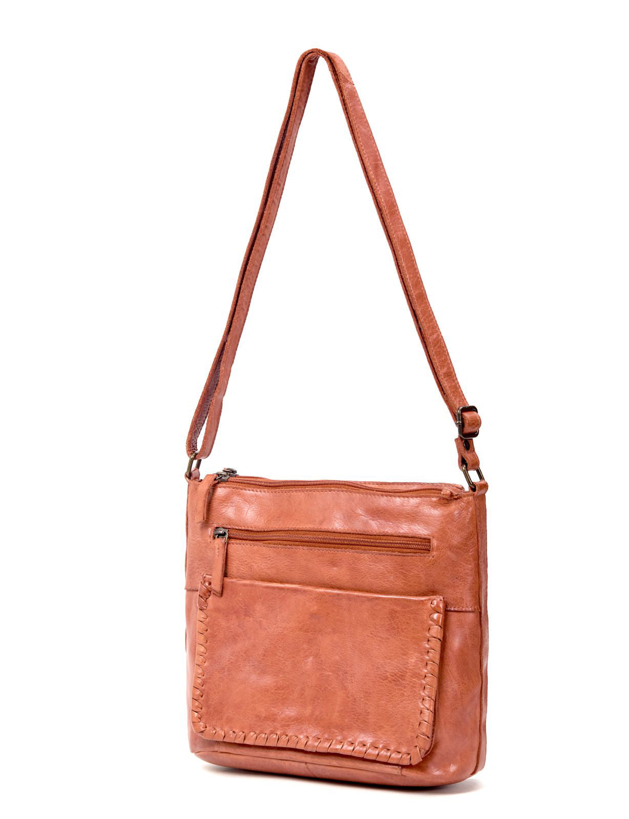 TAMBORINE MULTICOMPARTMENT LEATHER XBODY BAG- A-0020-TAN- NEW IN