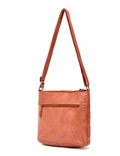 TAMBORINE MULTICOMPARTMENT LEATHER XBODY BAG- A-0020-TAN- NEW IN