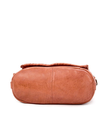 TAMBORINE MULTICOMPARTMENT LEATHER XBODY BAG- A-0020-TAN- NEW IN