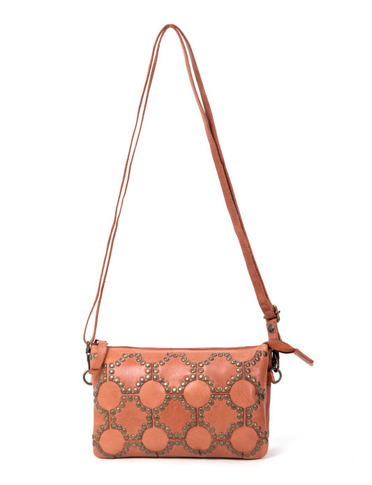 COWRA STUD DETAIL LEATHER XBODY BAG- A-0021-TAN- NEW IN
