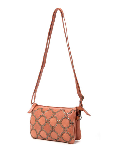 COWRA STUD DETAIL LEATHER XBODY BAG- A-0021-TAN- NEW IN