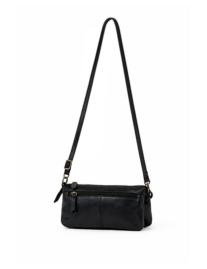 KIAMA WOVEN PANEL DETAIL LEATHER XBODY BAG- A-0022-BLK- NEW IN