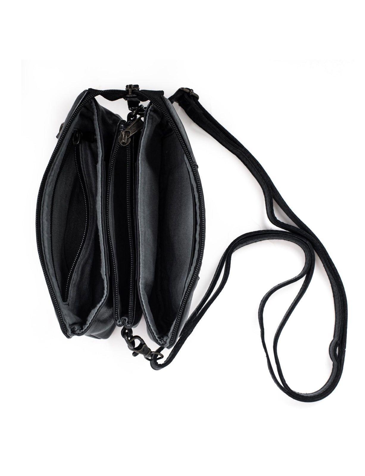 KIAMA WOVEN PANEL DETAIL LEATHER XBODY BAG- A-0022-BLK- NEW IN
