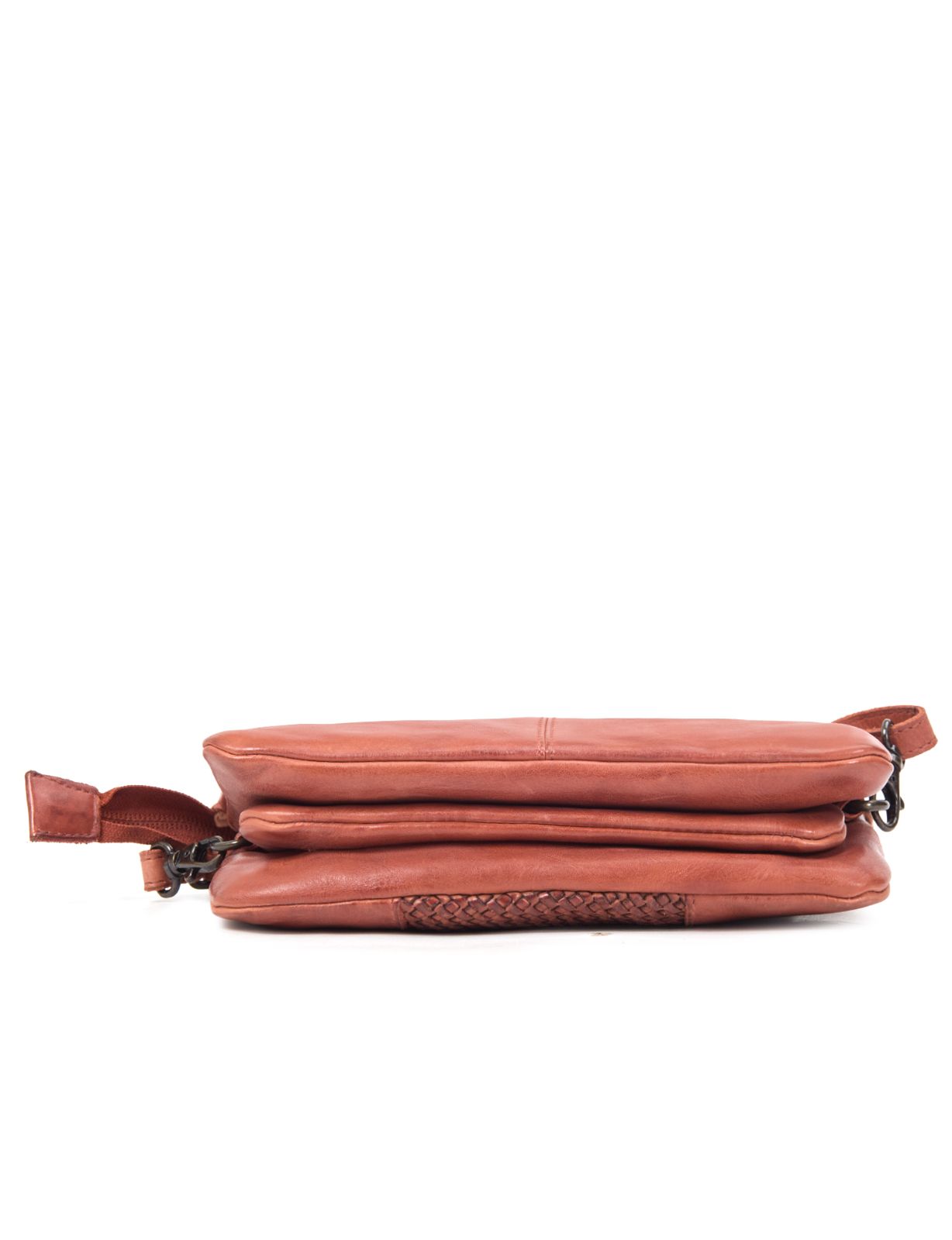 KIAMA WOVEN PANEL DETAIL LEATHER XBODY BAG- A-0022-TAN- NEW IN