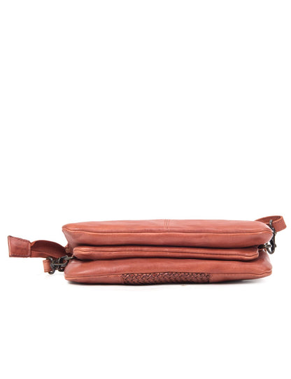 KIAMA WOVEN PANEL DETAIL LEATHER XBODY BAG- A-0022-TAN- NEW IN