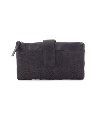 ARDROSSAN BRAIDED DETAIL LGE LEATHER TAB WALLET- A-0024-BLK- NEW IN