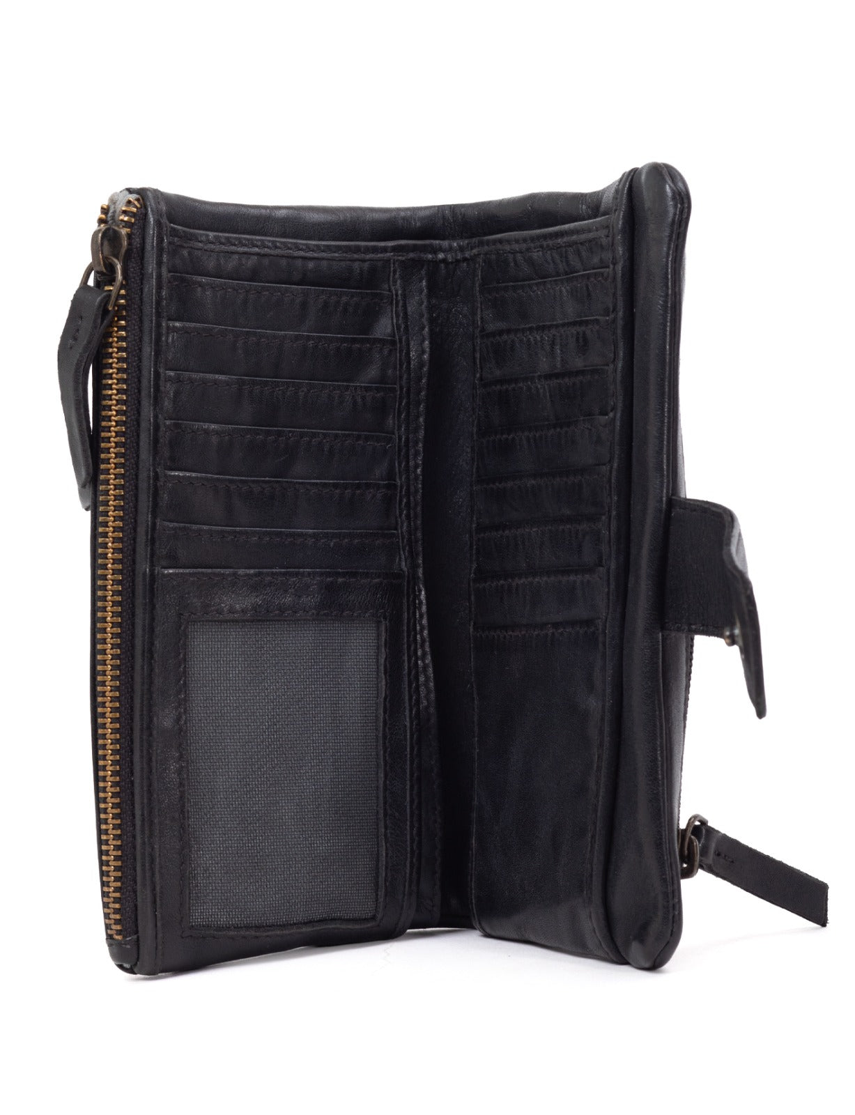 ARDROSSAN BRAIDED DETAIL LGE LEATHER TAB WALLET- A-0024-BLK- NEW IN