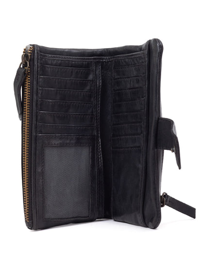 ARDROSSAN BRAIDED DETAIL LGE LEATHER TAB WALLET- A-0024-BLK- NEW IN