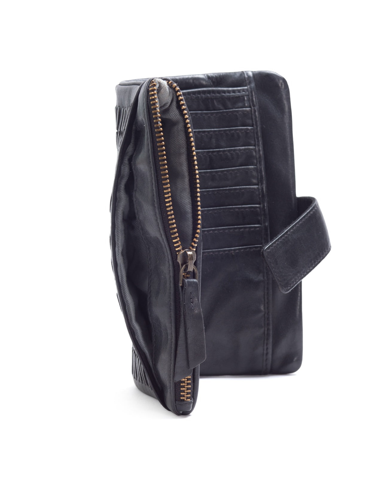 ARDROSSAN BRAIDED DETAIL LGE LEATHER TAB WALLET- A-0024-BLK- NEW IN