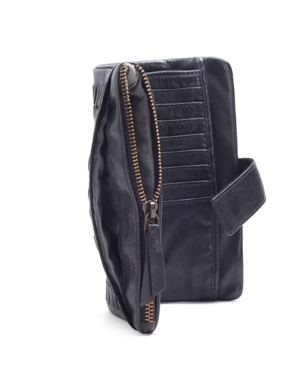 ARDROSSAN BRAIDED DETAIL LGE LEATHER TAB WALLET- A-0024-BLK- NEW IN