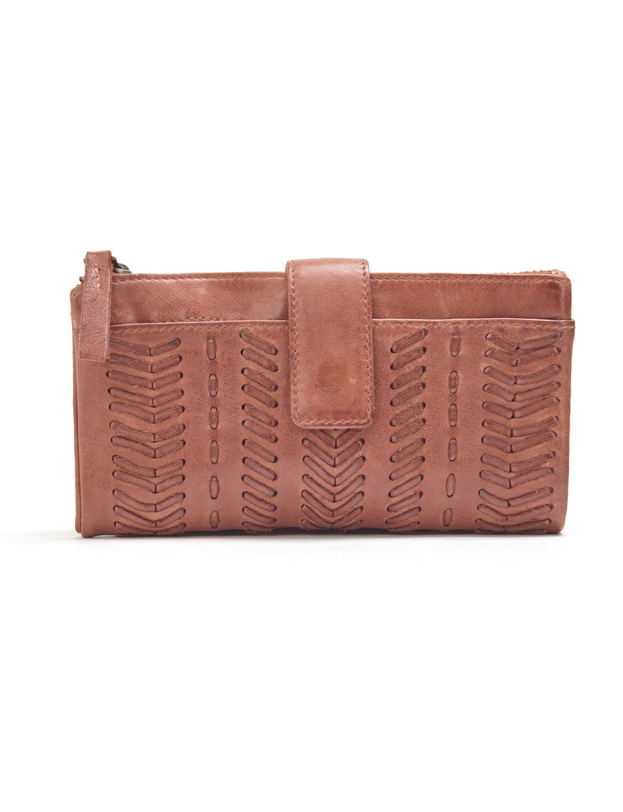 ARDROSSAN BRAIDED DETAIL LGE LEATHER TAB WALLET- A-0024-TAN- NEW IN