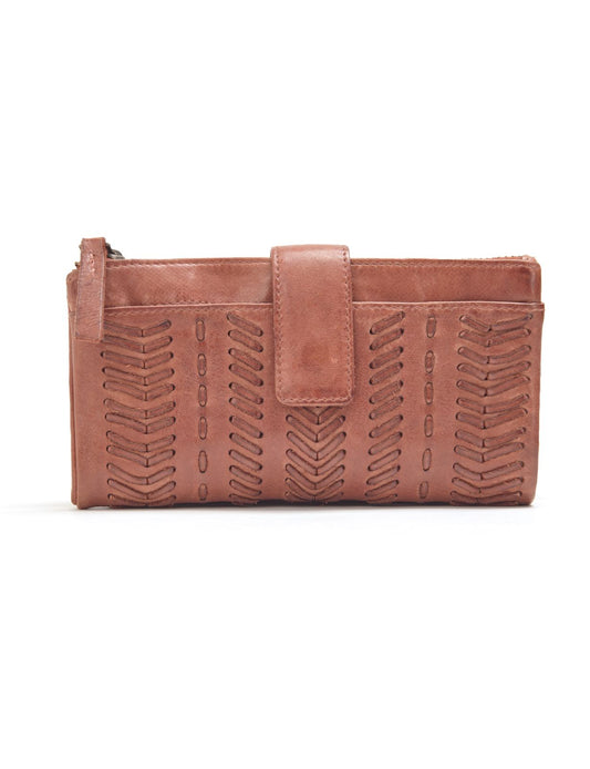 ARDROSSAN BRAIDED DETAIL LGE LEATHER TAB WALLET- A-0024-TAN- NEW IN