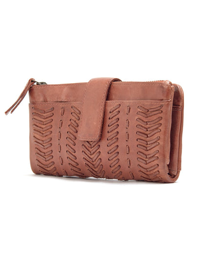 ARDROSSAN BRAIDED DETAIL LGE LEATHER TAB WALLET- A-0024-TAN- NEW IN