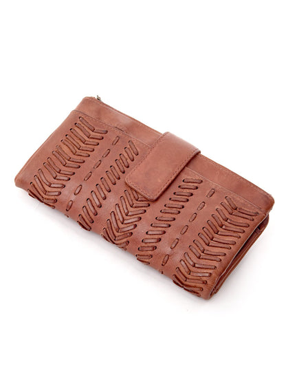 ARDROSSAN BRAIDED DETAIL LGE LEATHER TAB WALLET- A-0024-TAN- NEW IN