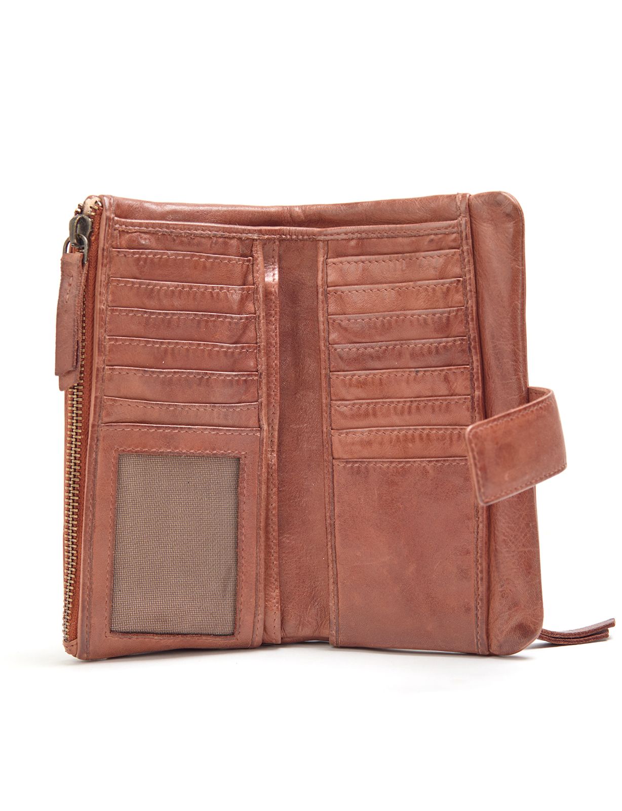 ARDROSSAN BRAIDED DETAIL LGE LEATHER TAB WALLET- A-0024-TAN- NEW IN