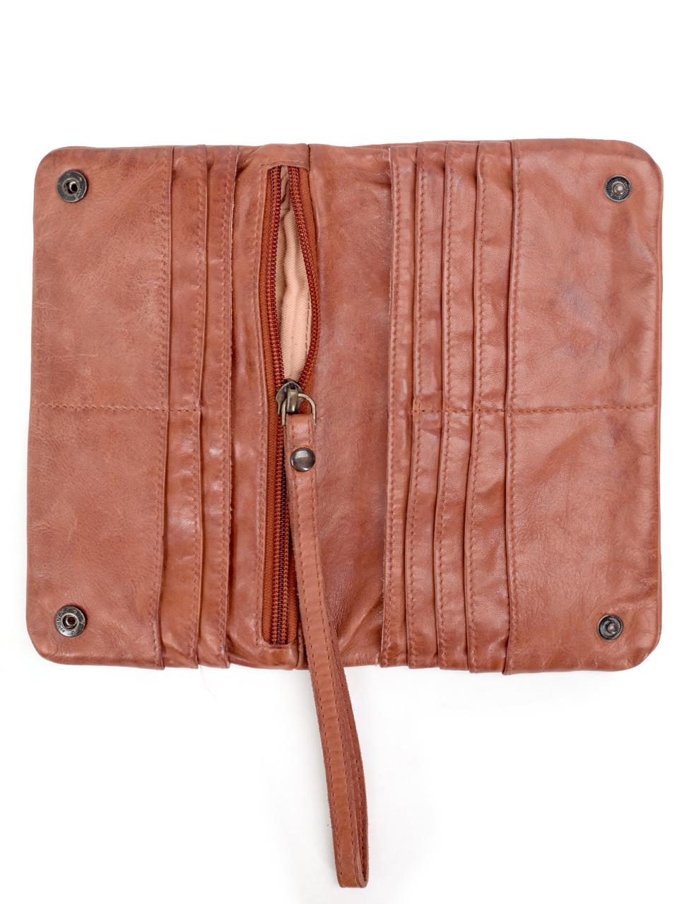 KADINA LGE LEATHER CLUTCH WALLET- A-0025-TAN- NEW IN