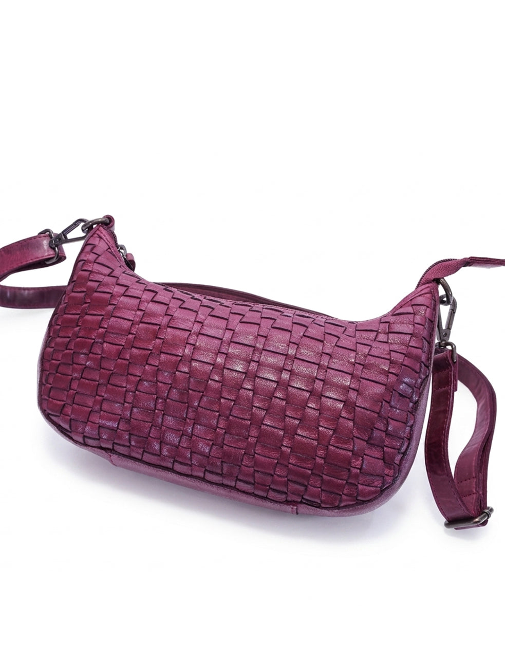 SORRENTO MOON CROSS BODY BAG W/ ADJUSTABLE STRAP - PURPLE