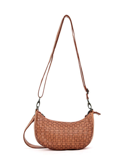 SORRENTO MOON CROSS BODY BAG W/ ADJUSTABLE STRAP - TAN