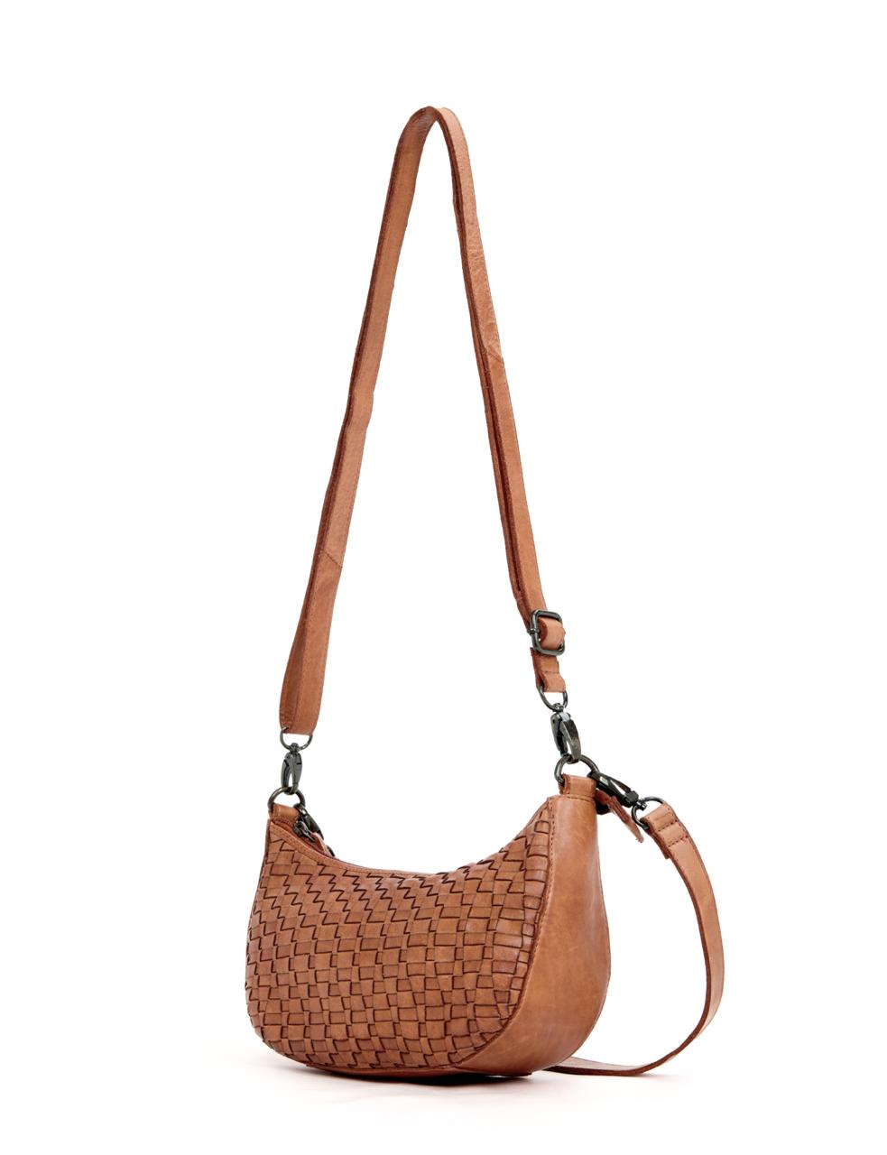 SORRENTO MOON CROSS BODY BAG W/ ADJUSTABLE STRAP - TAN