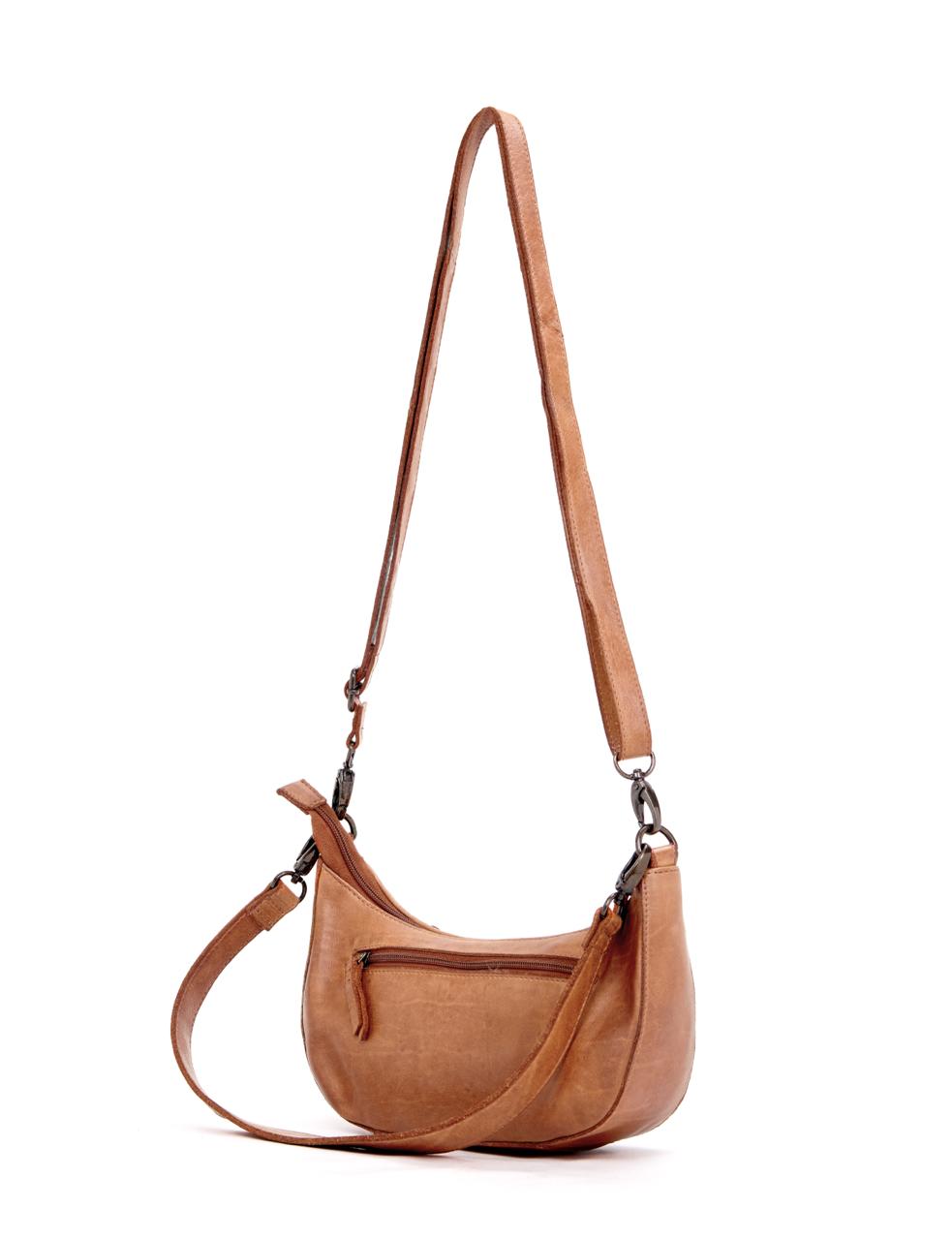 SORRENTO MOON CROSS BODY BAG W/ ADJUSTABLE STRAP - TAN