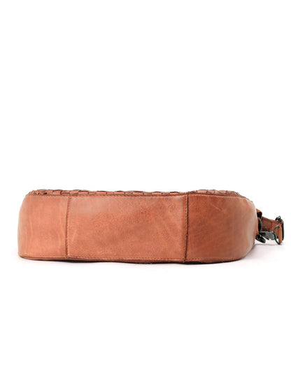 SORRENTO MOON CROSS BODY BAG W/ ADJUSTABLE STRAP - TAN