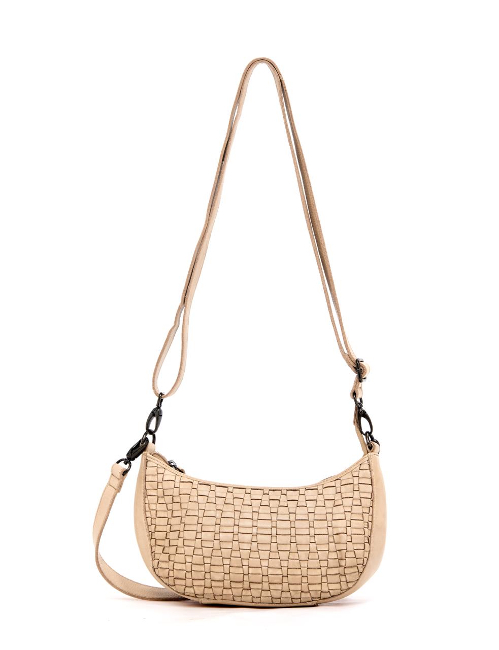 SORRENTO MOON CROSS BODY BAG W/ ADJUSTABLE STRAP - TAUPE