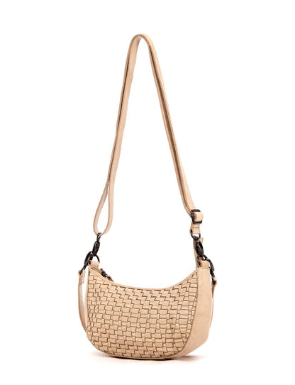 SORRENTO MOON CROSS BODY BAG W/ ADJUSTABLE STRAP - TAUPE