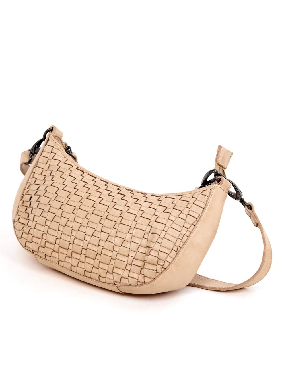 SORRENTO MOON CROSS BODY BAG W/ ADJUSTABLE STRAP - TAUPE