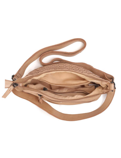 SORRENTO MOON CROSS BODY BAG W/ ADJUSTABLE STRAP - TAUPE