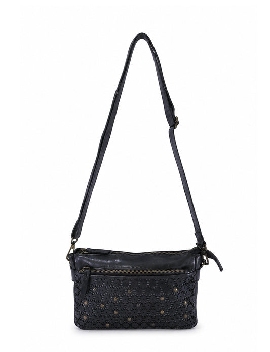 BOWRAL LASER CUT CROSS BODY STRAP W/ STUDS - Black