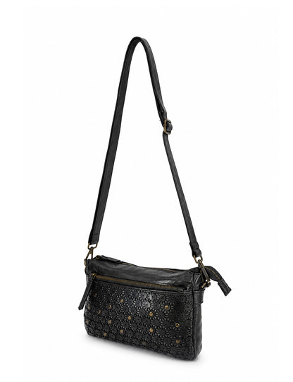 BOWRAL LASER CUT CROSS BODY STRAP W/ STUDS - Black