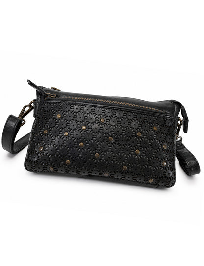 BOWRAL LASER CUT CROSS BODY STRAP W/ STUDS - Black